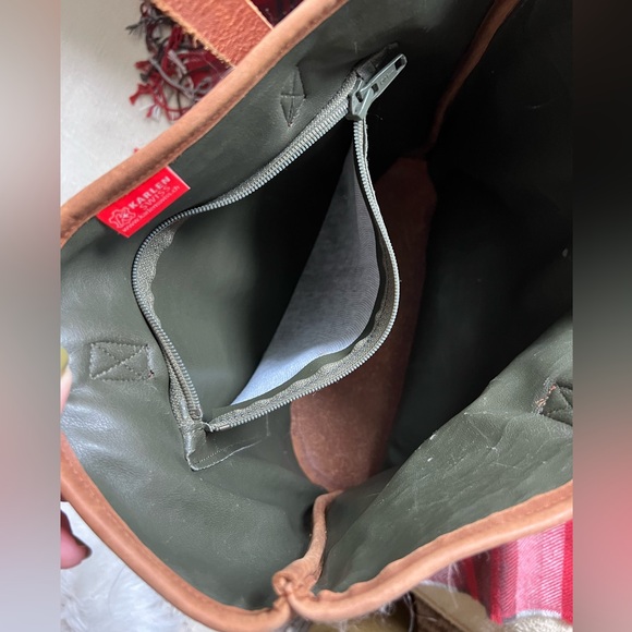 Karlén Swiss Vintage Army Wool Blanket Large Bag Purse Tote Leather Straps - Picture 10 of 14